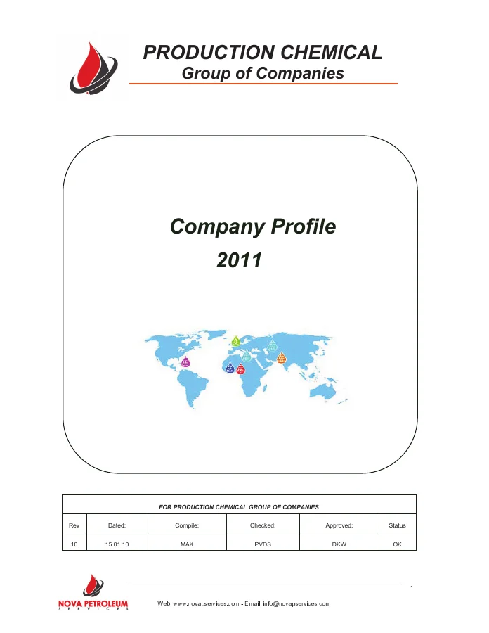 Cover of Production chemical company profile PDF